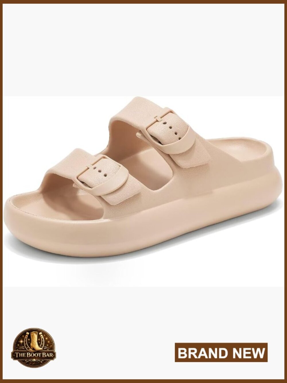 Women's Platform Cloud Slides with Arch Support, Double Buckle Recovery Sandals